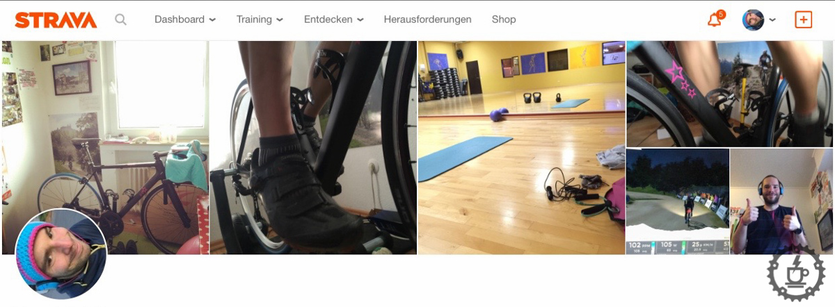 Die persönlichen Fotos werden im Header der Profilseite hübsch aufbereitet. (Screenshot Strava)